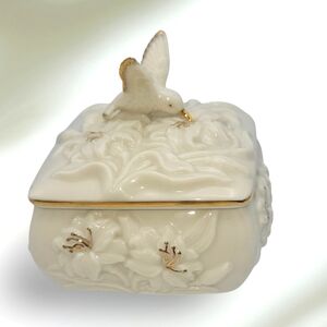 Vintage Lenox Porcelain Hummingbird Trinket Box